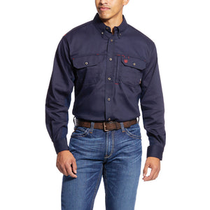 
            
                Load image into Gallery viewer, Ariat FR Men&amp;#39;s Solid Vent Shirt - Navy
            
        